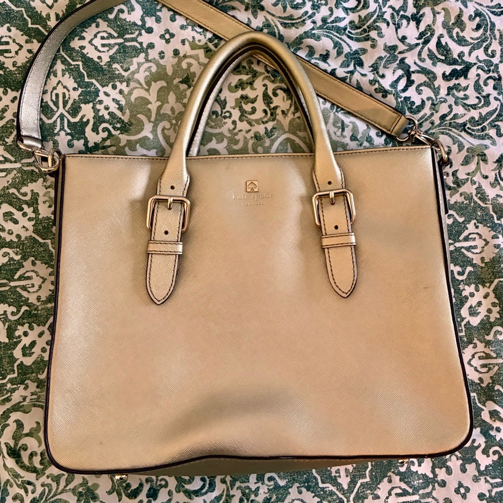 Kate Spade Gold Shoulder Bag with Buckle Straps